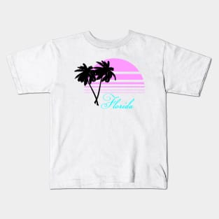 Retro Florida Tourist Souvenir Black Palms T-Shirt v5.1 Kids T-Shirt